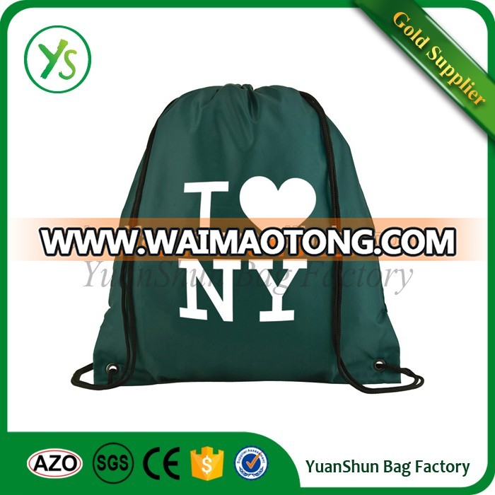 custom silkscreen printing polyester drawstring bag